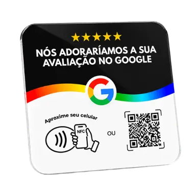 Plaquinha NFC Google preta: nós adoraríamos a sua avaliação no Google