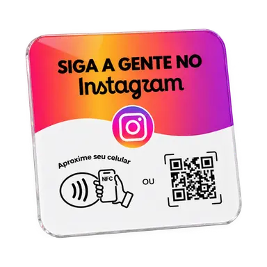 Plaquinha NFC Instagram colorida: siga a gente no Instagram